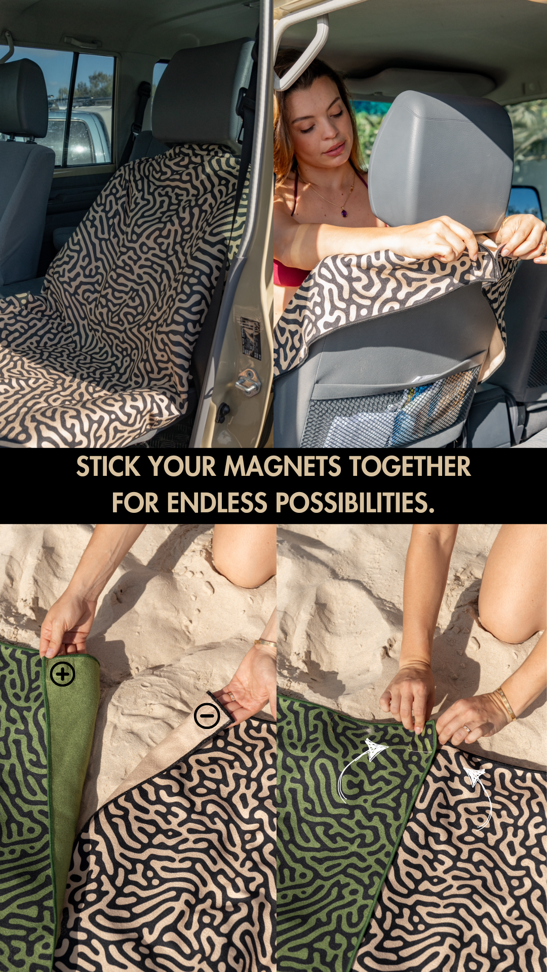 SPINIFEX - Sand Free Magnetic Beach Towel Green & Brown