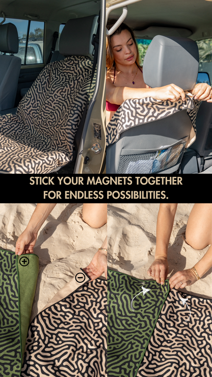SPINIFEX - Sand Free Magnetic Beach Towel Green & Brown